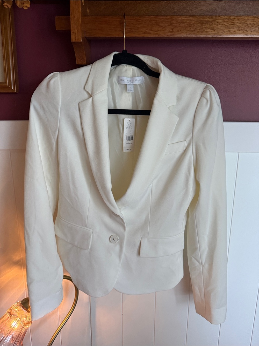 New York & Company Ivory Single-Button Women's Blazer